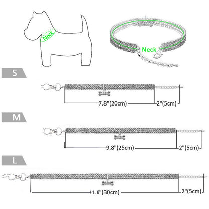 Pet Collar with Diamonds, Adjustable Crystal Diamond Elastic Heart Claw Pendant Wedding cat and Dog Small pet Necklace Jewelry