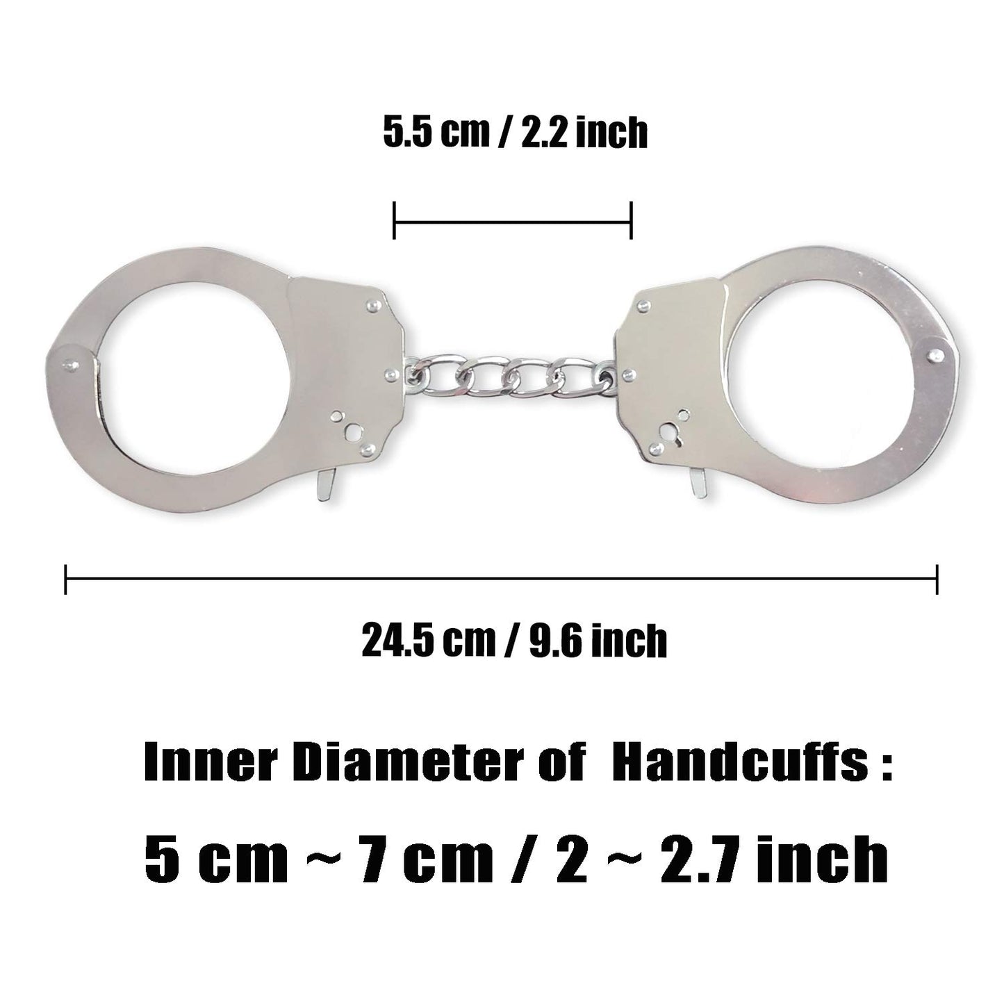 Toy Handcuffs with Keys Metal Toy Handcuffs for Kids (Black)