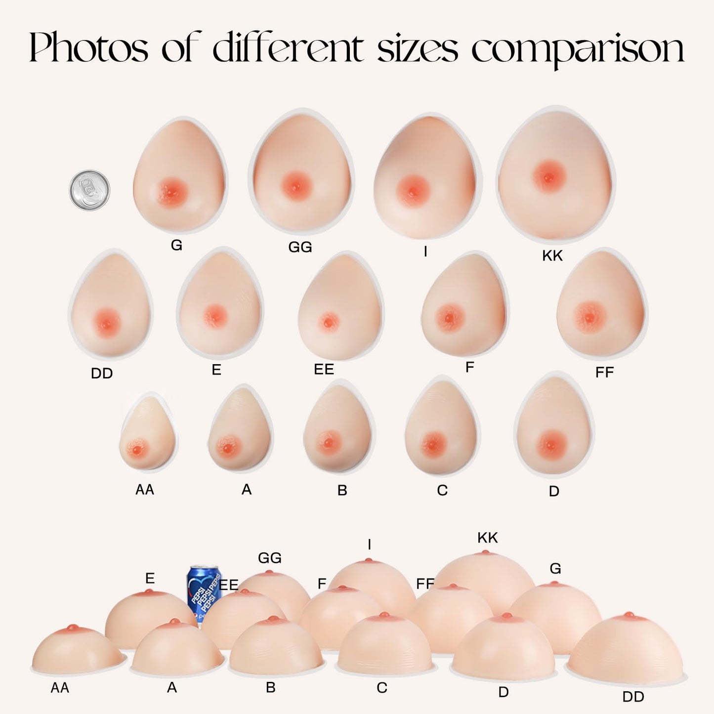 Vollence Self Adhesive Silicone Breast Forms Fake Boobs for Mastectomy Prosthesis Crossdresser Trans gender Cosplay