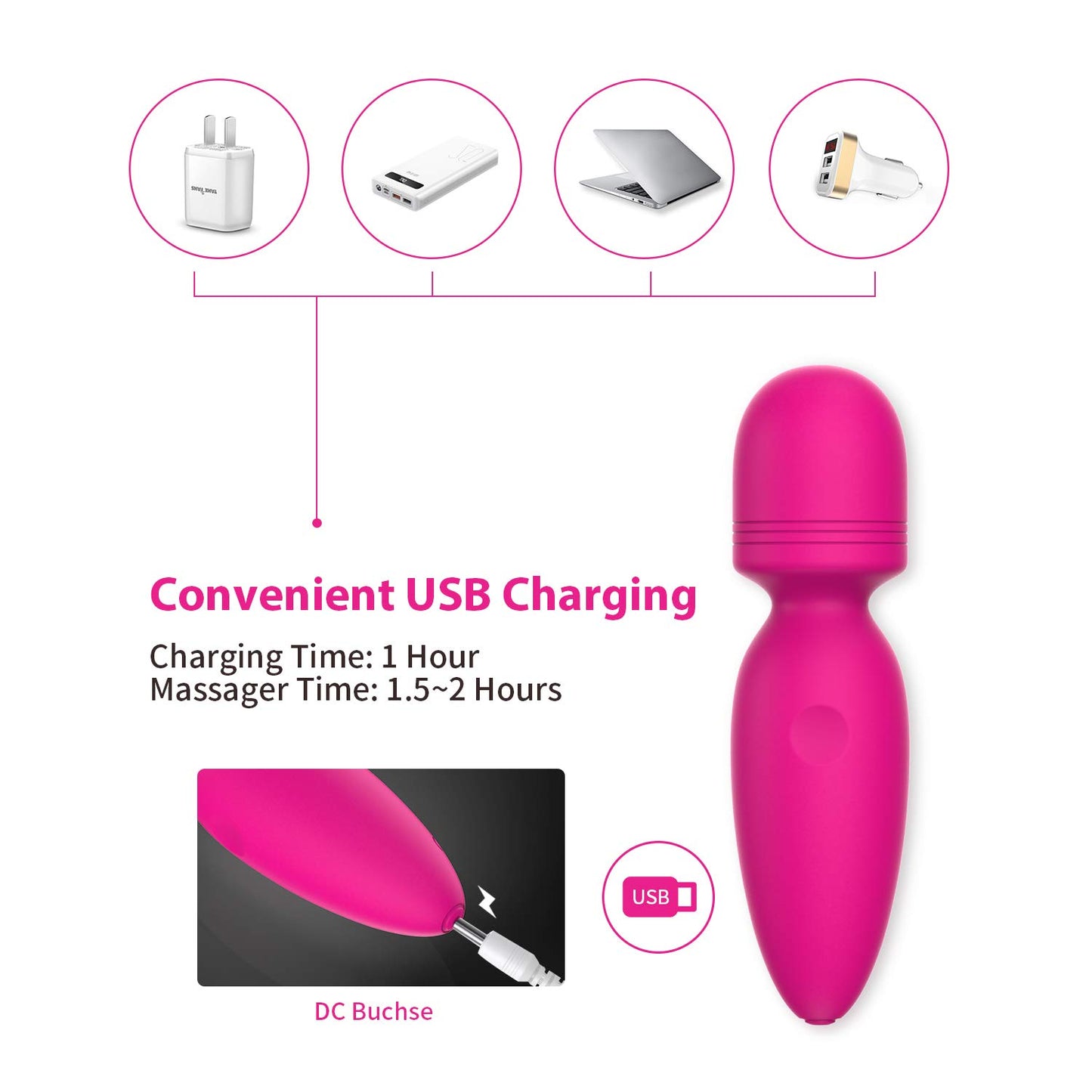 Mini Massager,Small Cordless Handheld Massager with 10 Quiet Vibration Modes, Personal Handheld Rechargeable Massager for Neck Shoulder Back Body [4.35 * 1.18 inches]