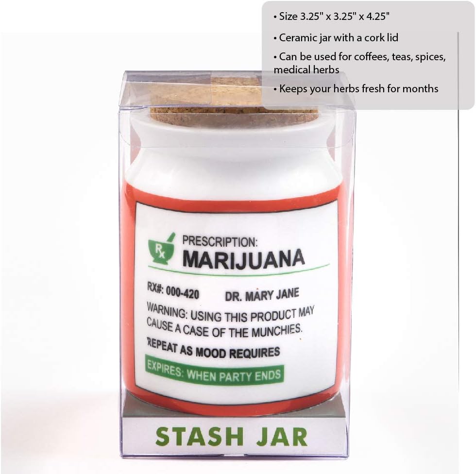 Large Ceramic Stash It Jar Storage Container for Herbs and Tobacco