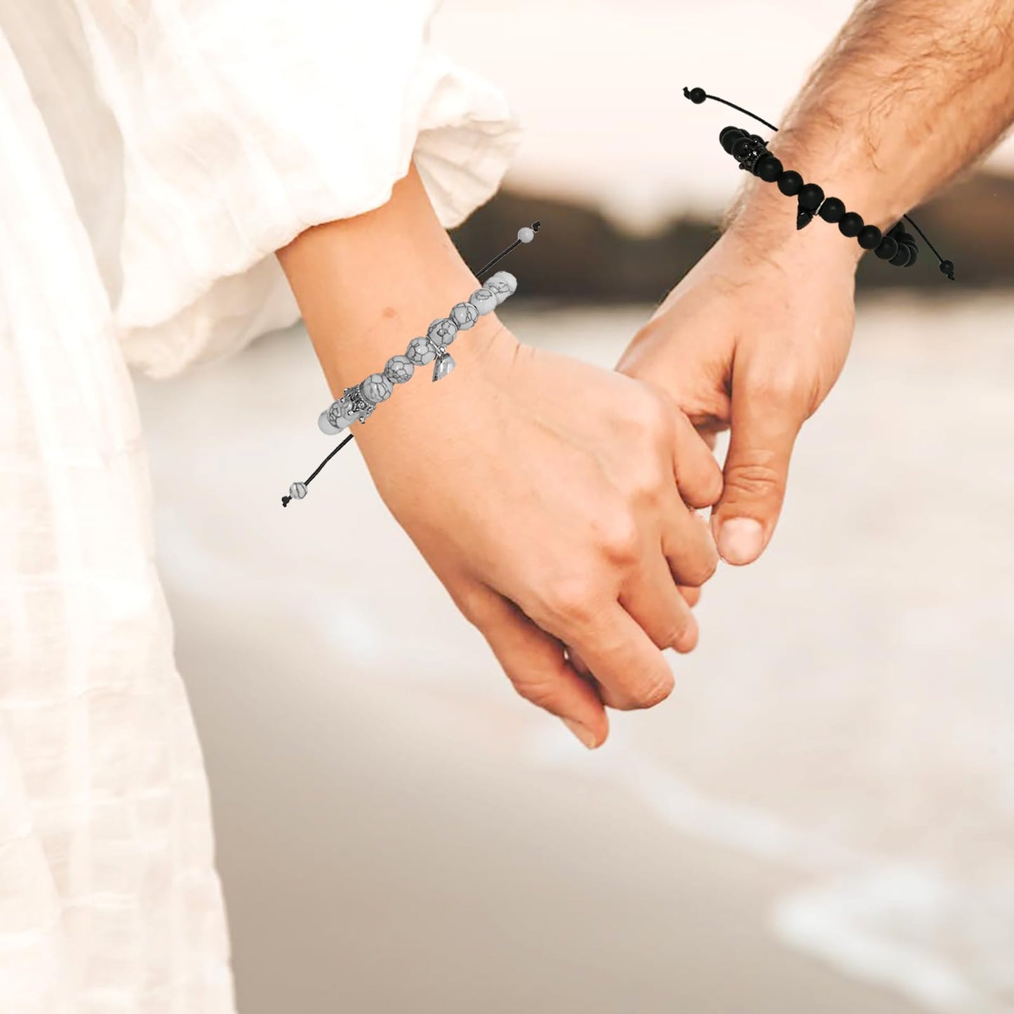 Couples Bracelets King&Queen Crown His and Her Bracelets Heart Matching Bracelets Long Distance Relationship Gifts for Boyfriend and Girlfriend on Anniversary Couples Jewelry for Women Men