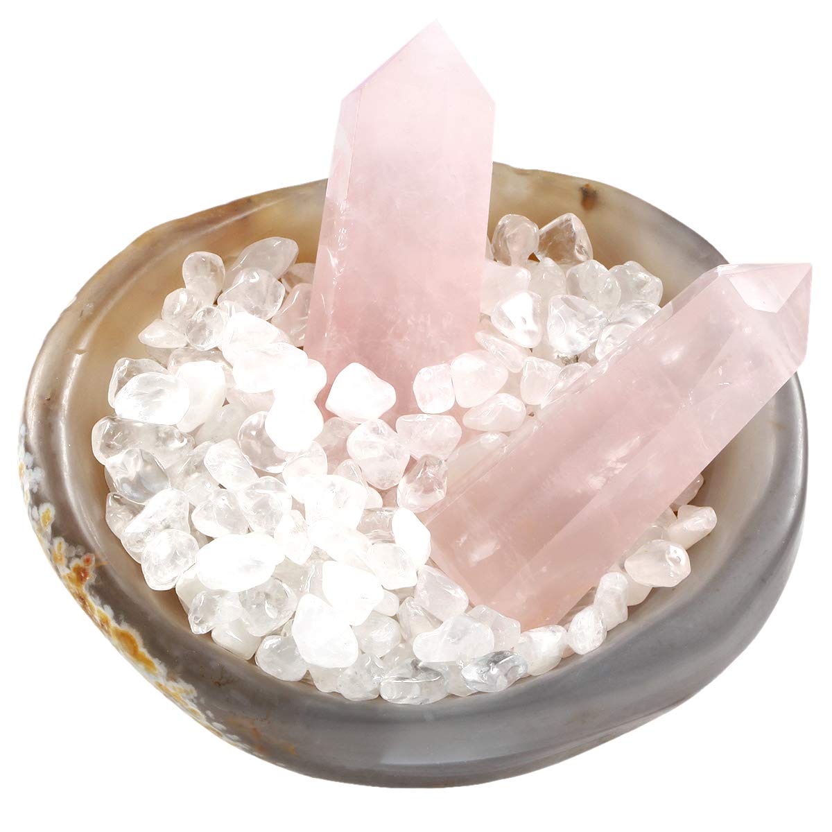 rockcloud Natural Raw Rose Quartz Taper Tea Light Candle Holder Air Plant Holder Healing Stone Home Decoration Figurine