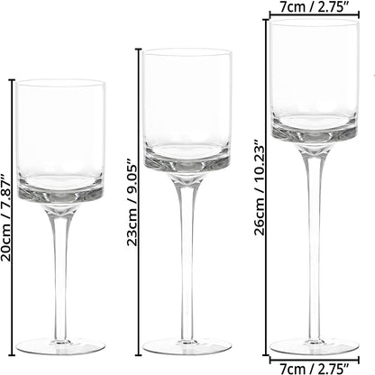 Glass Candleholders Tea Light Candle Holders Clear Wedding Weddings Hurricane Tall Elegant Ideal for Dining Party Home Decor Parties Table Settings Gifts Different Sizes (1 Set Small Clear)