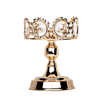 Gold Pillar Candle Holder, Premium Gold Candlestick Holder with Deluxe Crystal Design (Gold Crystal)