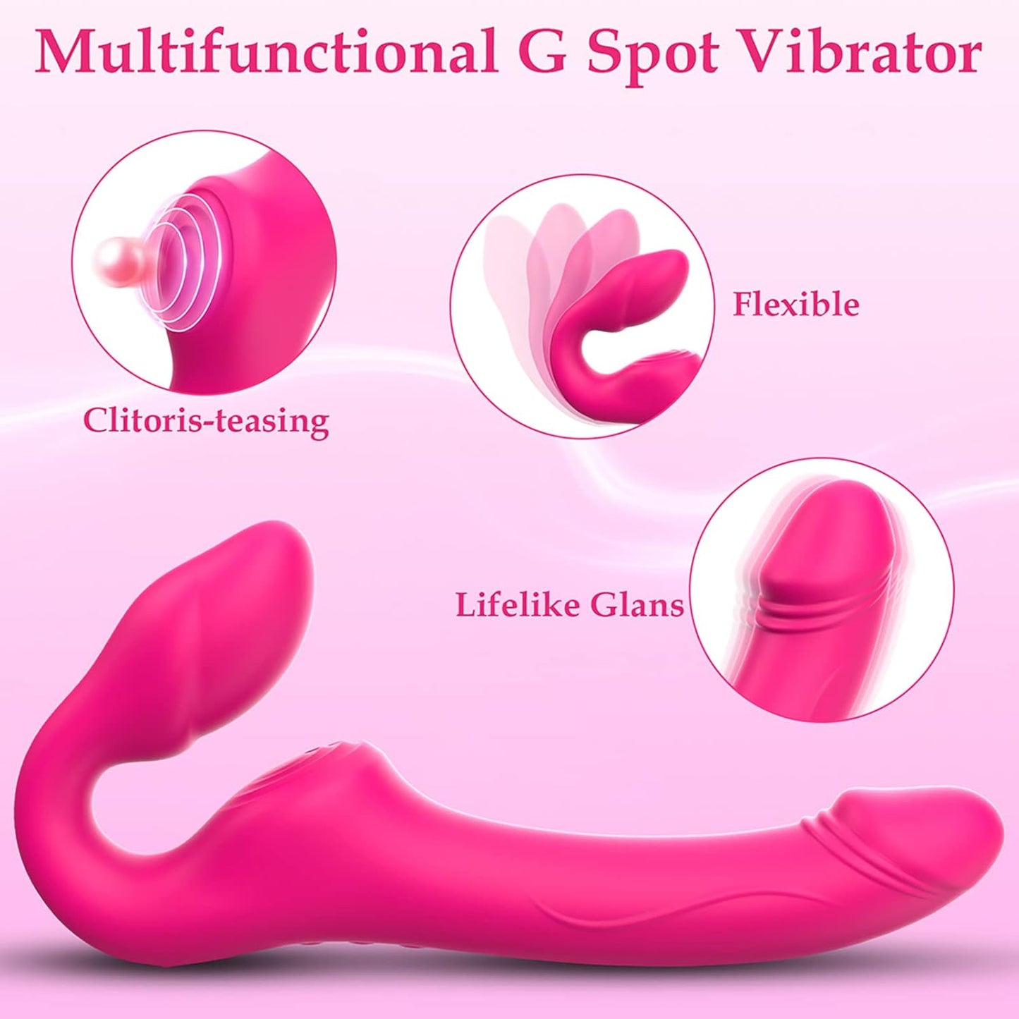 Strapless Strap-On G-Spot Dildo Vibrator with 10 Modes & Remote Control, Dreamyslut Anti-Slip Silicone Realistic Double-Ended Vibrating Butt Plug, Adult Anal Sex Toys for Women Lesbians Couples