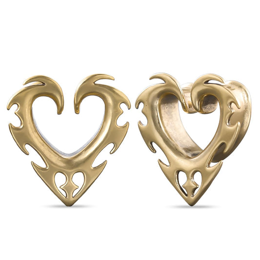 2PCS Ear Gauge Brass Double Flared Plug Gauge For Ear Face Mask Cool Ear Tunnels Punk Unique Ear Stretcher Expander Women Men Body Piercing Jewelry