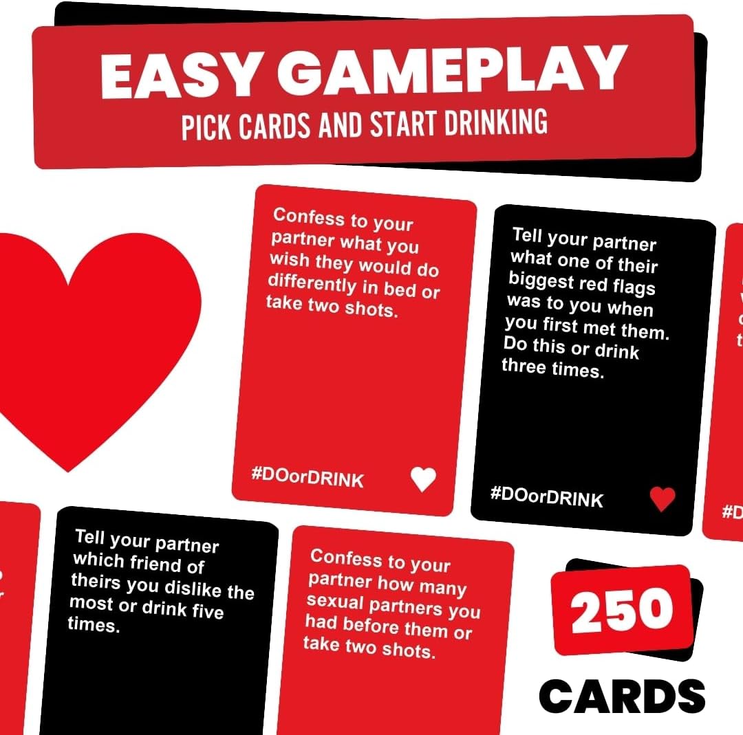 Do or Drink Date Night - Couples Games for Adults - Fun Drinking Games with 250 Cards - Great Couples Gift Ideas and Fun Couples Card Games for Adults