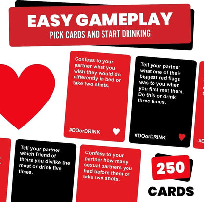 Do or Drink Date Night - Couples Games for Adults - Fun Drinking Games with 250 Cards - Great Couples Gift Ideas and Fun Couples Card Games for Adults