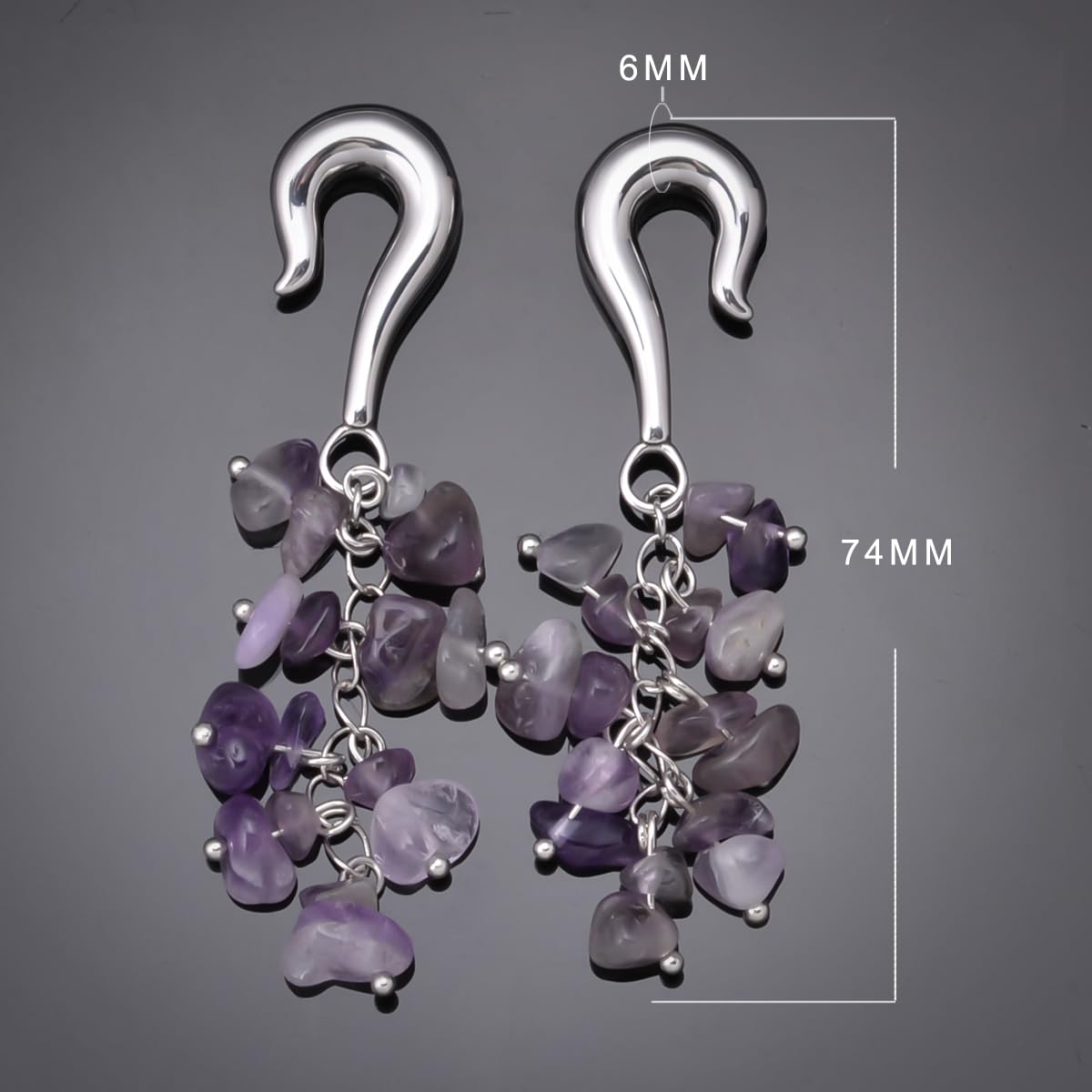 2G Ear Hanger Dangle Plug Gauges For Women 6mm Ear Gauge Weighted Plug Stainless Steel Ear Weight Stretcher Piercing Earrings Women Body Piercing Jewelry