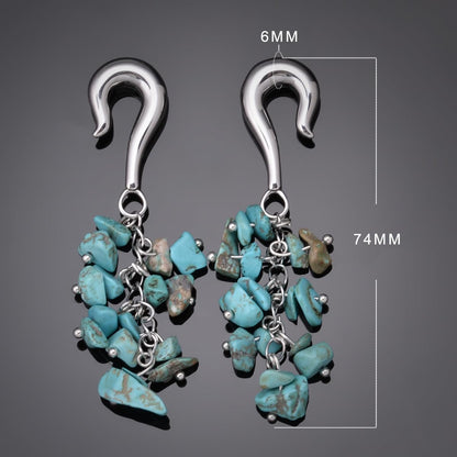 2G Ear Hanger Dangle Plug Gauges For Women 6mm Ear Gauge Weighted Plug Stainless Steel Ear Weight Stretcher Piercing Earrings Women Body Piercing Jewelry