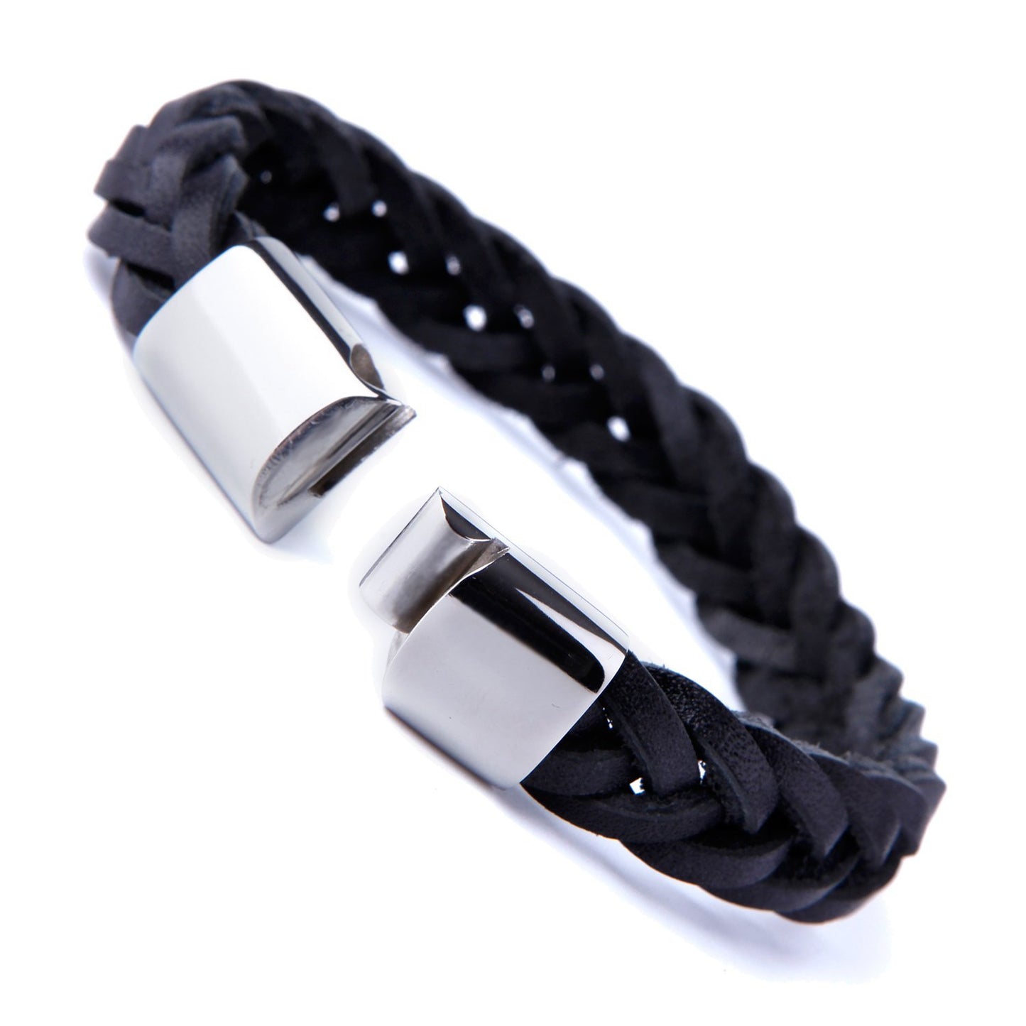 Urban Jewelry Braided Genuine Leather Bracelet with Locking Stainless Steel Clasp (Unique Designs Options)