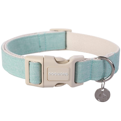DOGWONG Cotton Hemp Dog Collar, Heavy-Duty Pink Dog Collar Durable Soft Natural Fabric Pet Dog Collar Cute Wedding Puppy Necklace for Small Medium Large Dog
