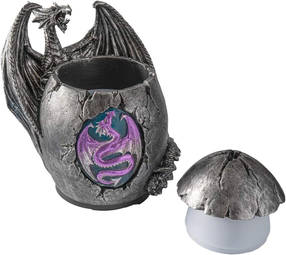 Pacific Giftware Mystical Dragon Egg Shape Aroma Diffusers for Essential Oils 4 Timer Color Changing LED Night Light Auto Off Gothic Fantasy Home Decor