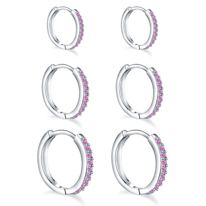 925 Sterling Silver Small Hoop Earrings Cubic Zirconia Huggie Hoop Earrings, 3 Pairs 14K White Gold Plated Cartilage Piercing Earrings Ear Cuff Tiny Hoop Earrings for Women Men