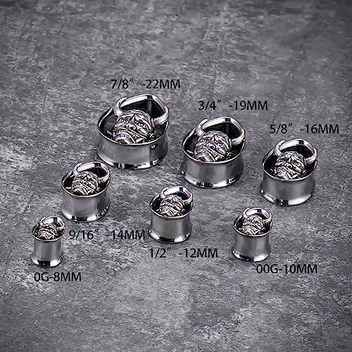 COOEAR 1 Pair Double FLared Tear Drop Ear Tunnels Piercing Stainless Steel Scarab Gauges Silvery Earrings Plugs 0g to 1".