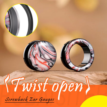 4PCS Stainless Steel Ear Gagues Ink Mixing Type Ear Tunnels and Plugs Screw Fit Expander Stretcher Piercings