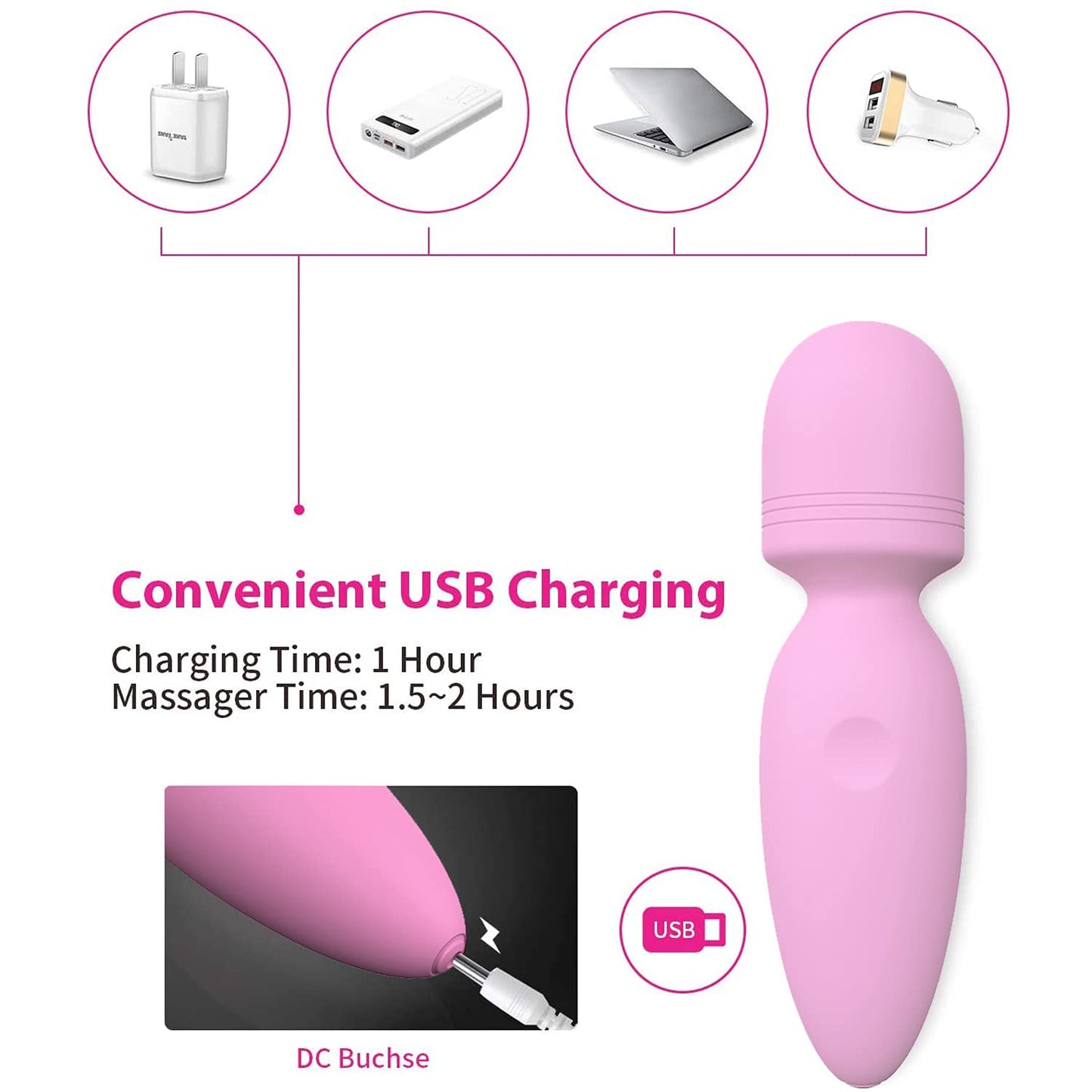 Mini Massager,Small Cordless Handheld Massager with 10 Quiet Vibration Modes, Personal Handheld Rechargeable Massager for Neck Shoulder Back Body [4.35 * 1.18 inches]