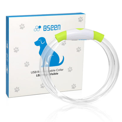 BSeen LED Pet Collar, USB Rechargeable, Glowing for Night Safety, Fashion Light up Collar for Small Medium Large Dogs (Pink)