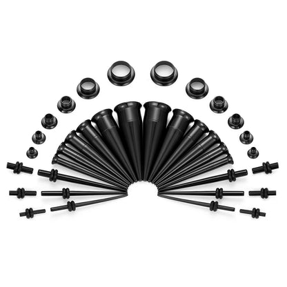 vcmart 14G-00G 36 pcs Ear Gauges Stretching Kit Tapers Plugs Eyelets Implant Grade Steel