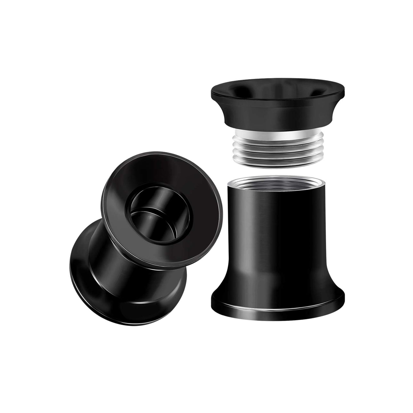 Internally Threaded Surgical Steel Black Double Flared Tunnel Piercing Jewelry Stretcher Ear Plug Earring Lobe Tunnel