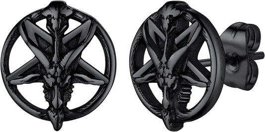 Black Satanic Earrings Gothic Punk Stud Earrings Stainless Steel Satanic Jewelry Accessories
