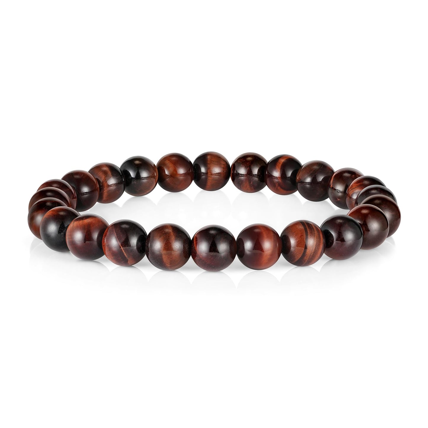 M MOOHAM Natural Stone Bracelets for Men - 8mm Tiger Eye | Matte Agate | Lava Rock Bracelets for Men Teen Boys Gifts Fathers Day Anniversary Birthday Gifts for Him