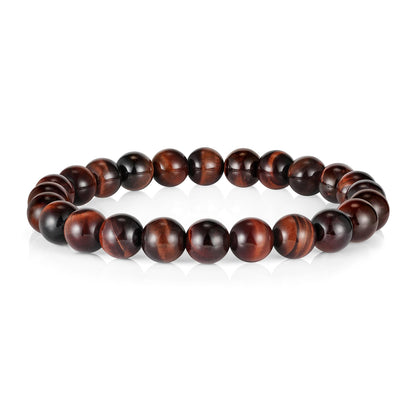 M MOOHAM Natural Stone Bracelets for Men - 8mm Tiger Eye | Matte Agate | Lava Rock Bracelets for Men Teen Boys Gifts Fathers Day Anniversary Birthday Gifts for Him