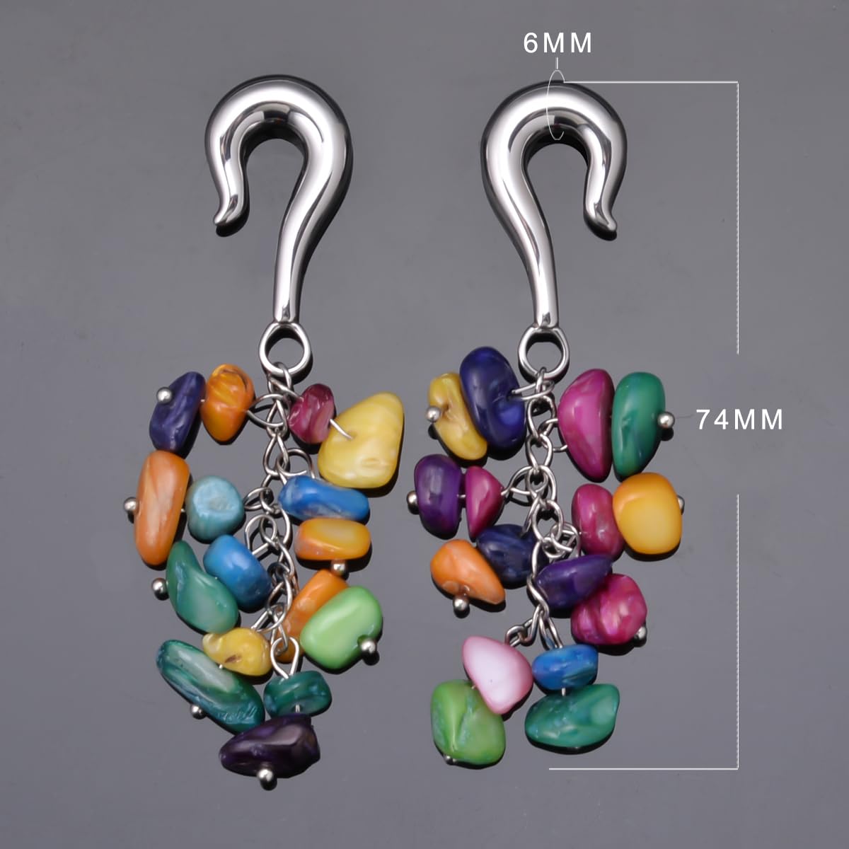 2G Ear Hanger Dangle Plug Gauges For Women 6mm Ear Gauge Weighted Plug Stainless Steel Ear Weight Stretcher Piercing Earrings Women Body Piercing Jewelry