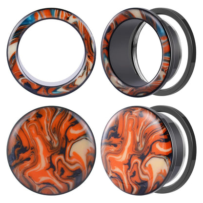 4PCS Stainless Steel Ear Gagues Ink Mixing Type Ear Tunnels and Plugs Screw Fit Expander Stretcher Piercings