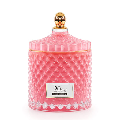 Pink Candy Jar, Glass Candy Dish with Lid, Crystal Apothocary Jars with Lids Glass Jewelry Box with Lids, Cute Glass Jar Gifts for Women