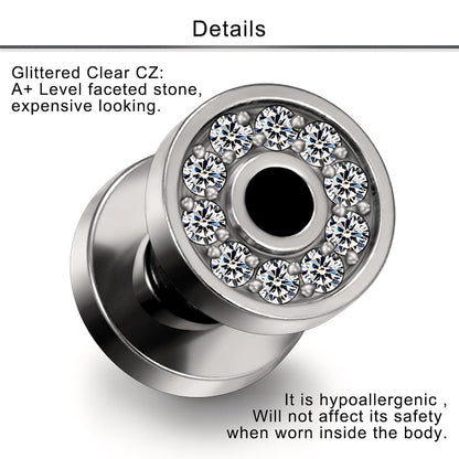 G23 Titanium Ear Gauges Screw Fit Flesh Tunnels Plugs Expander Stretchers Earrings Hypoallergenic Implant Medical Surgical Steel Lobe Earring External Plugs Piercing Jewelry for Women Men