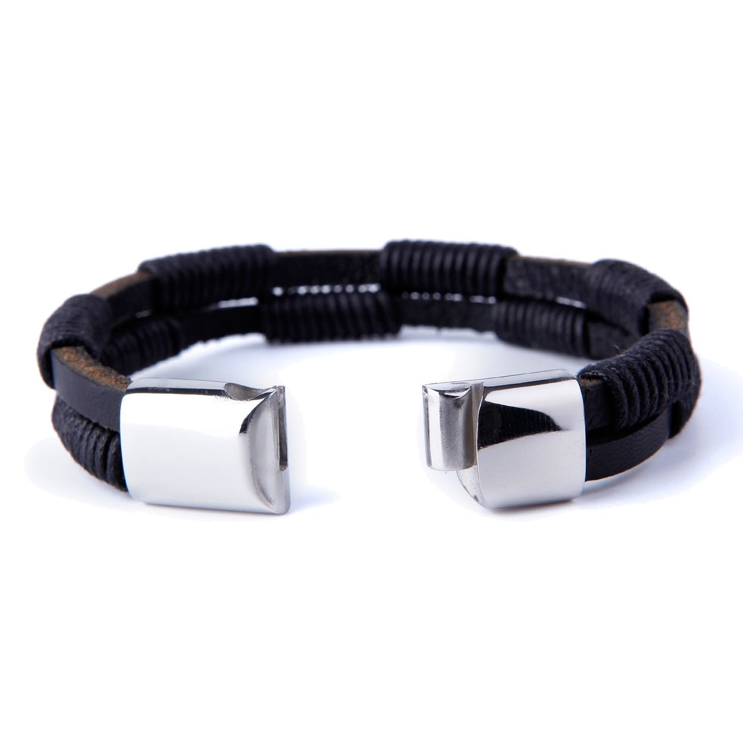 Urban Jewelry Braided Genuine Leather Bracelet with Locking Stainless Steel Clasp (Unique Designs Options)