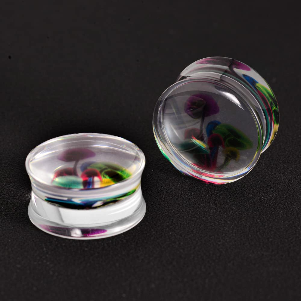 2 PCS Resin Acrylic Transparent Screw Tunnels Ear Expander Stretcher Piercing Ear Gauges