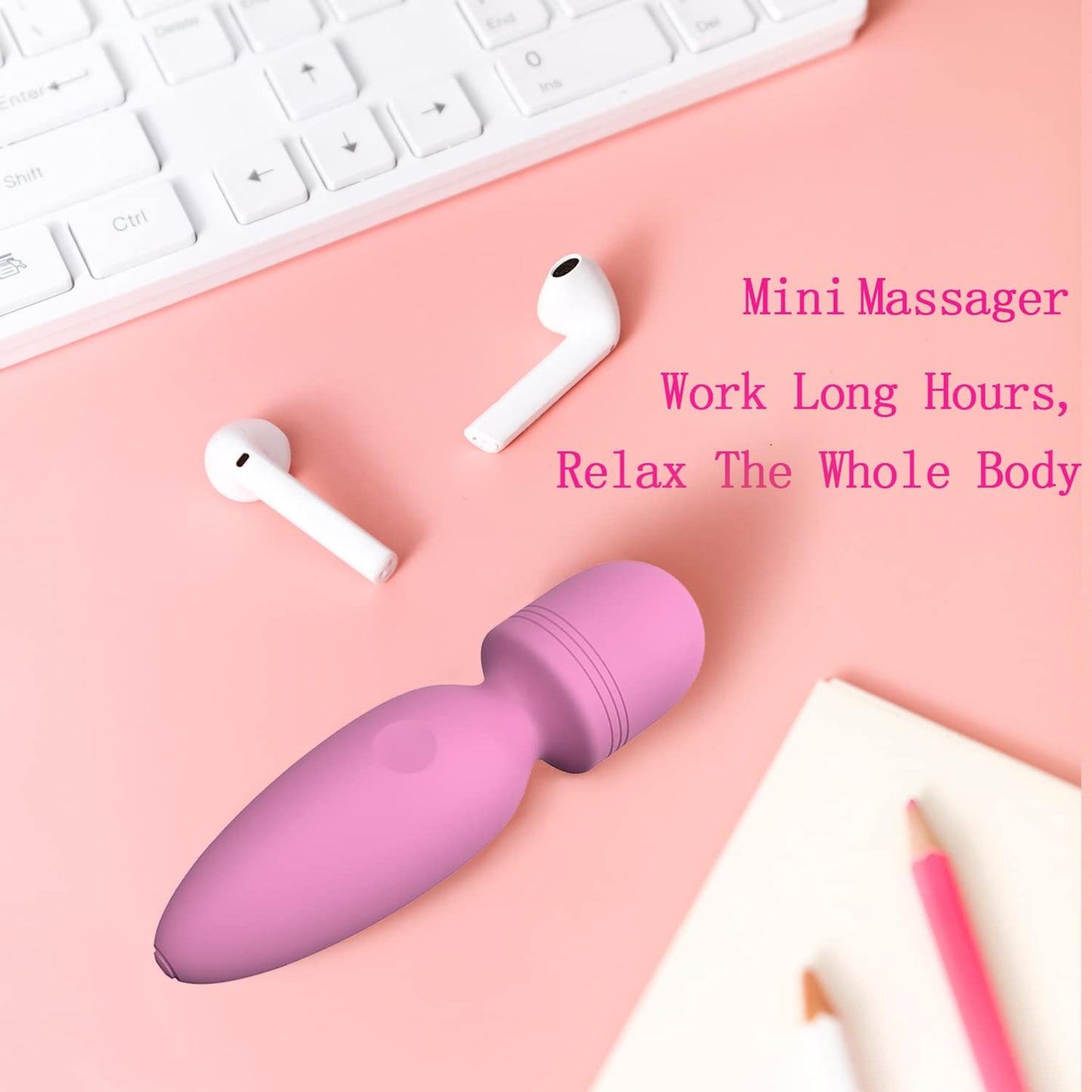 Mini Massager,Small Cordless Handheld Massager with 10 Quiet Vibration Modes, Personal Handheld Rechargeable Massager for Neck Shoulder Back Body [4.35 * 1.18 inches]