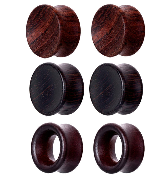 TIANCI FBYJS 3 Pairs Gauges For Ears Wood Saddle Fit Solid Organic Ear Plug Gauges Double Flared Wooden Ear Tunnels Stretcher Punk Piercing