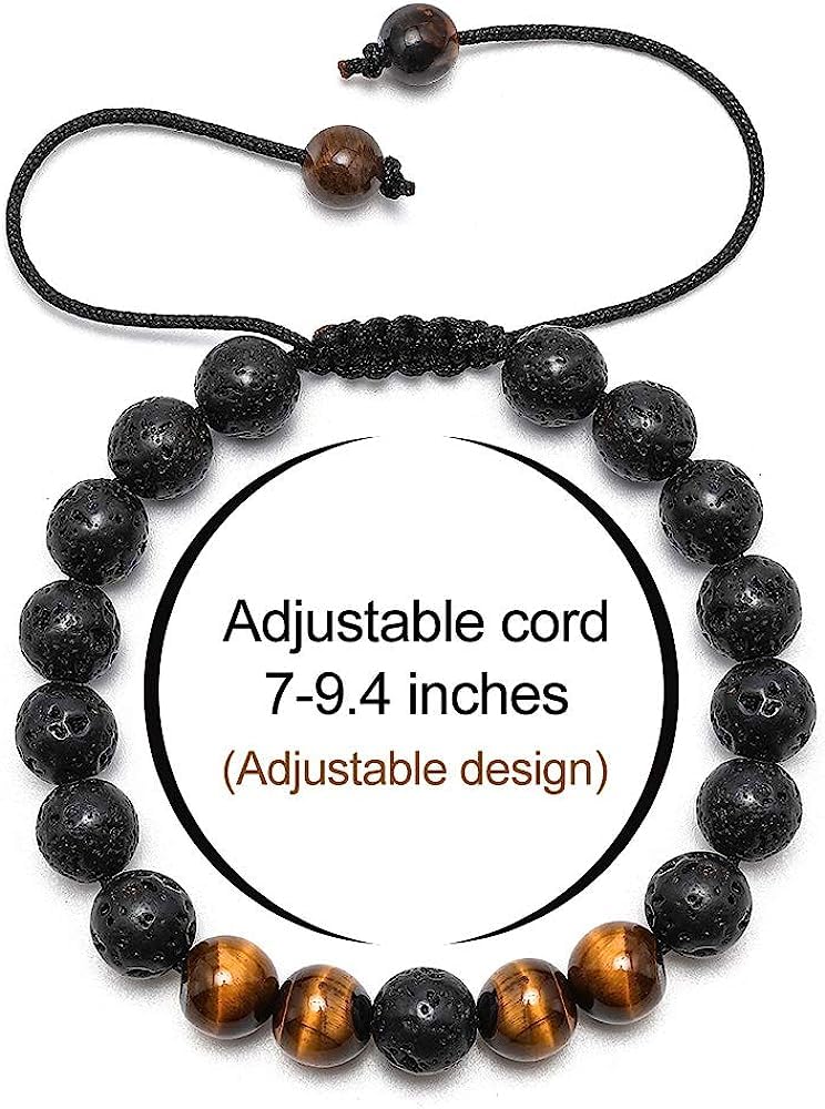 Natural Stone Agate Elastic Evil Eye Bracelet Kit with Charms Adjustable for Men Boyfriend for Gift Boys Stretch Bracelet for son Gifts 6mm