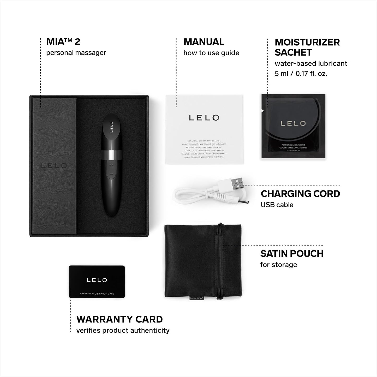 LELO MIA 2 Lipstick Vibrator for Women, USB Rechargeable, Spontaneous and Discreet for Women, Black