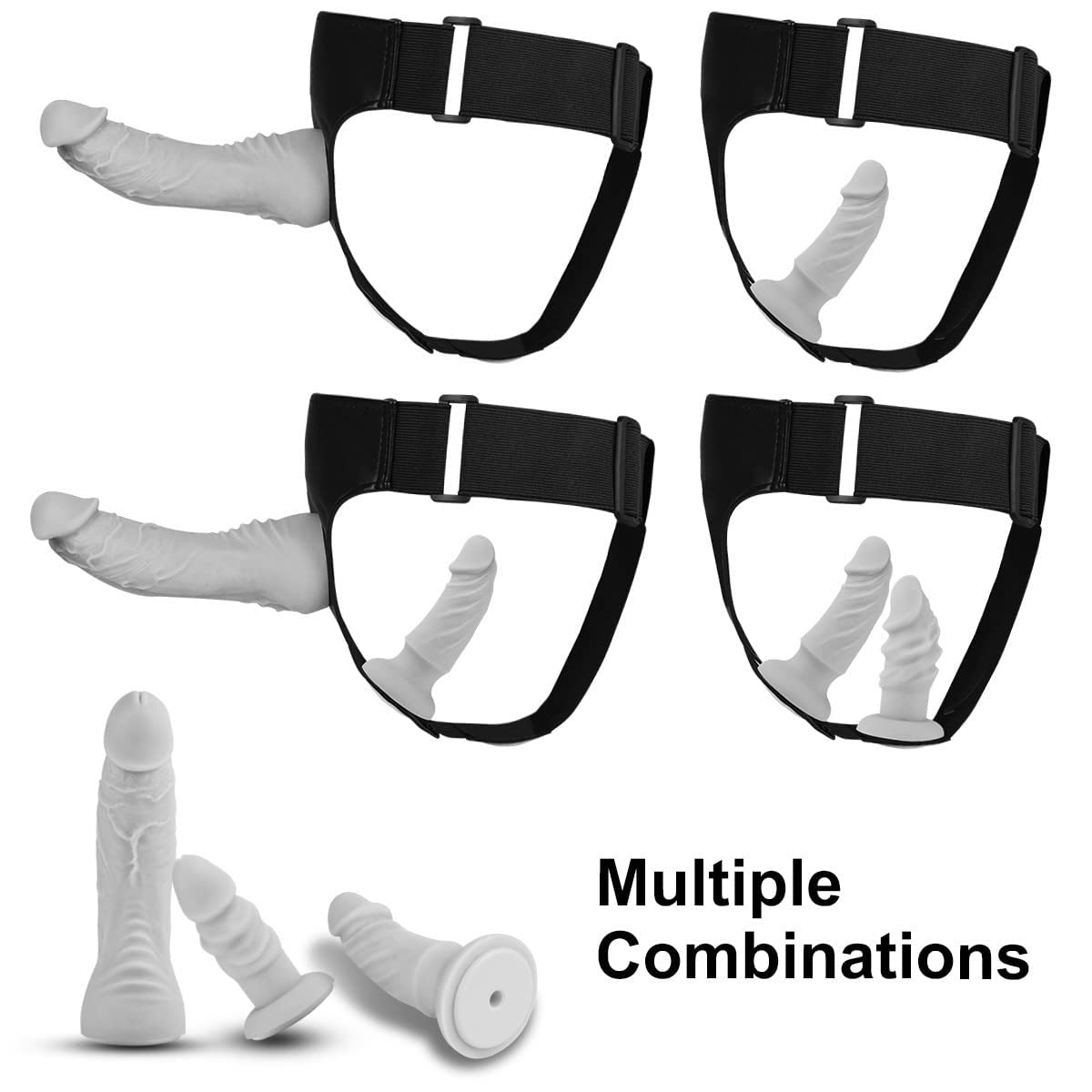 Strap on Dildo Adult Toys - UTIMI Strapon 3 Removable Realistic Silicone Dildos Consoladores Wearable Dildo Pants G-Spot Stimulator Strap on Harness for Women & Lesbian Couples Sex Toys, Black