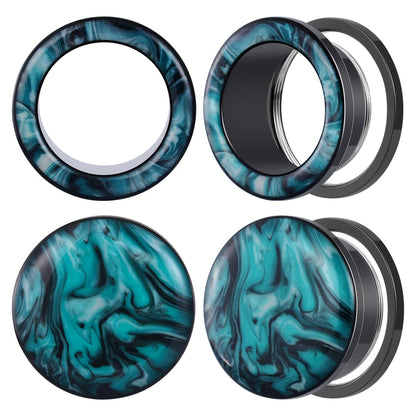 4PCS Stainless Steel Ear Gagues Ink Mixing Type Ear Tunnels and Plugs Screw Fit Expander Stretcher Piercings