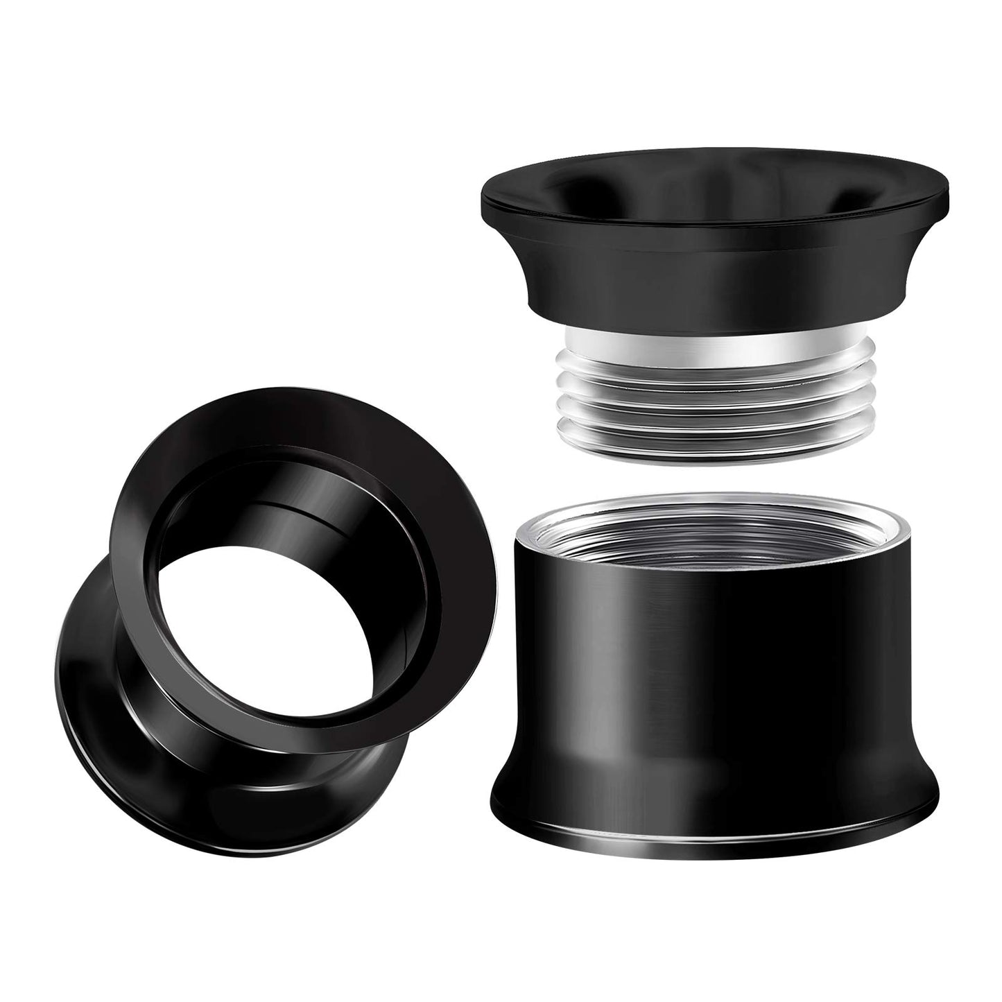 Internally Threaded Surgical Steel Black Double Flared Tunnel Piercing Jewelry Stretcher Ear Plug Earring Lobe Tunnel