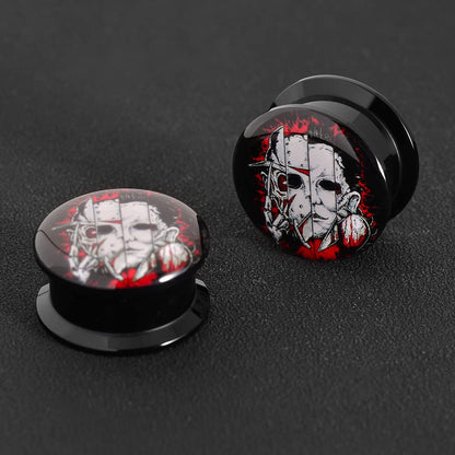 1 Pair Acrylic Solid Screw On Ear Plugs Tunnels Santa Muerte Death Goodness Resin Allergy Free Stretcher For Women Men Body Piercing Jewelry
