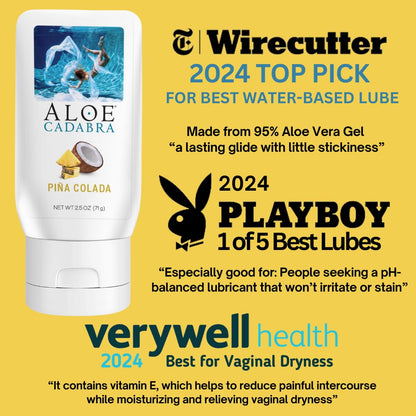 Aloe Cadabra Natural Water Based Personal Lubricant and Vaginal Moisturizer, Organic Aloe Lube for Men, Women and Couples, Non-Staining, pH Balanced (Unscented 2.5 Ounces, 1 Pack)