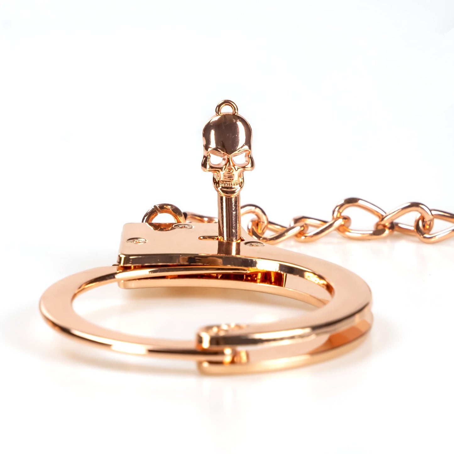 HISET Metal Handcuffs with Two Skull Keys - Prop Toy Handcuffs (Rose Gold)