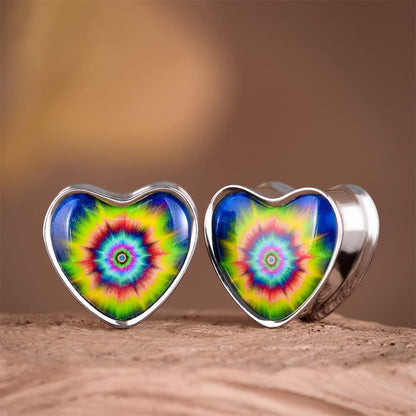 2PCS Stainless Steel Heart Ear Gauges Single Flared Stretcher Expander Gauges for Ears