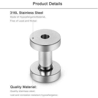 Lcolyoli Screw Fit Ear Gauges Kit Surgical Steel Tunnel Expander Earrings Earlobe Plugs Body Piercing Jewelry Set for Women Men 14G-00G 12 Pieces
