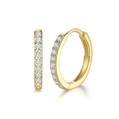 925 Sterling Silver Small Hoop Earrings Cubic Zirconia Huggie Hoop Earrings, 3 Pairs 14K White Gold Plated Cartilage Piercing Earrings Ear Cuff Tiny Hoop Earrings for Women Men