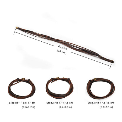 Genuine Leather Bracelet for Women & Men,Unisex Multilayer Leather Adjustable Bracelet Cuff Wrap Multicolor Rope Wristband