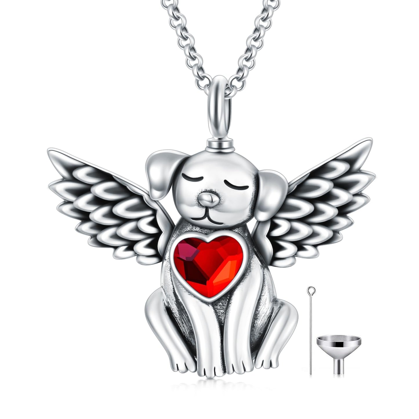 AOBOCO 925 Sterling Silver Dog/Cat Urn Necklace for Ashes Pet Cremation Keepsake Necklace Memorial Jewelry Gift for Women