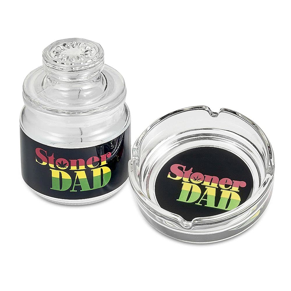 FASHIONCRAFT 82536 Ashtray and Stash Jar Set, Stash Jar, Birthday Gift for Moms, Red Stoner Mom Design